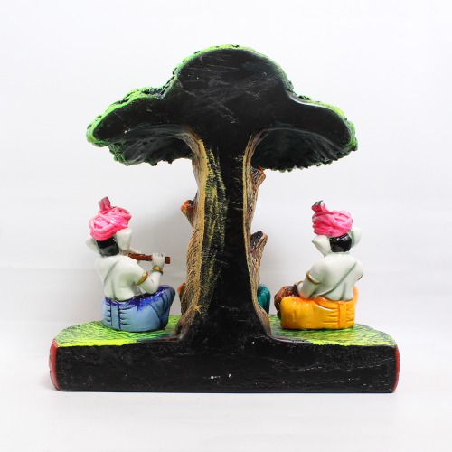 Multi colour Lord Ganesha Musical Idol Ganeshji Sitting Under Tree Musical Decorative Showpiece For Home Decor