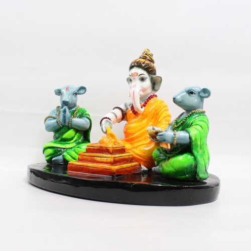 Ganesha Murti Idol Set Of Doing Pooja For Home Decoration Car | Hindu Idol Ganesha Statue Desktop Decor