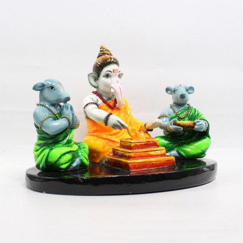 Ganesha Murti Idol Set Of Doing Pooja For Home Decoration Car | Hindu Idol Ganesha Statue Desktop Decor