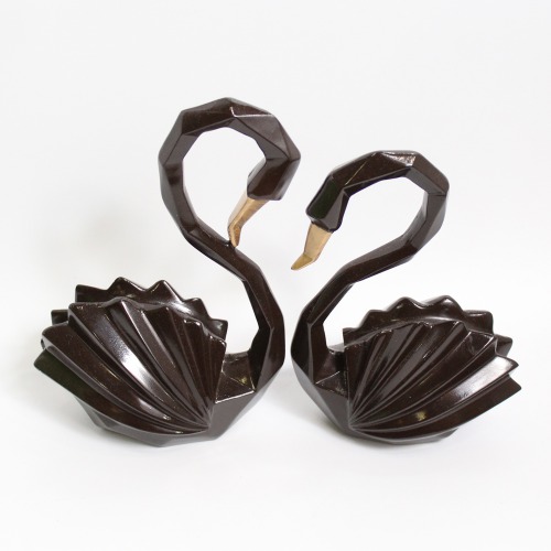 Brown Ceramic Pair Of Swan Duck Home Decor Showpiece Love Birds Decorative Figurine | Romance and Happiness