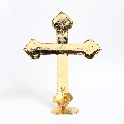 Christian Jesus Christ Holy Cross Idol Red Gold Metal Statue for Car Dashboard | Office Table Showpiece