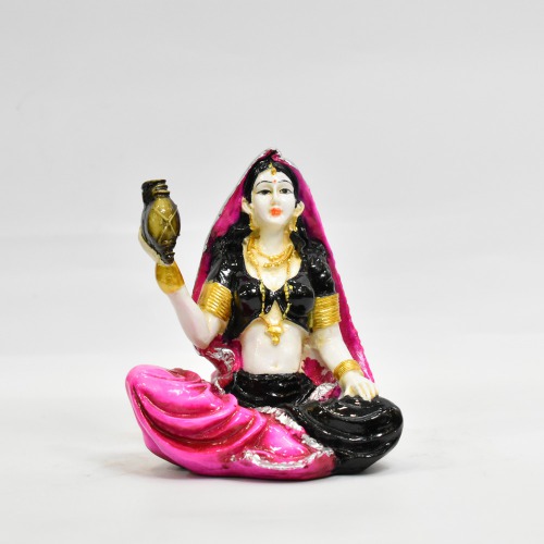 Black and Pink Rajsathani Lady Decorative Showpiece