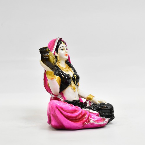 Black and Pink Rajsathani Lady Decorative Showpiece