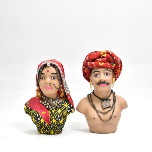 Clay Rajasthani Couple Figur, Rajasthani Village Bin Binni Couple, Antique Gift Item, Antique Art Work, Unique Home Decor Gift Item