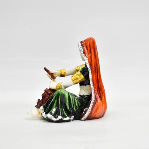 Green and Orange Rajasthani Lady Decorative Showpiece