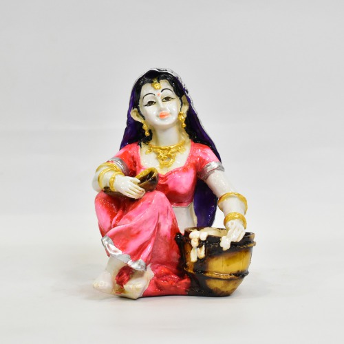 Black and Pink Rajasthani Lady Decorative Showpiece