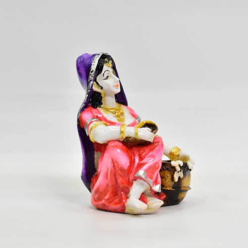 Black and Pink Rajasthani Lady Decorative Showpiece