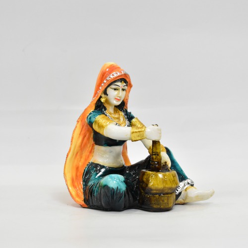 Rajasthani Lady Making Mirchi Decorative Showpiece