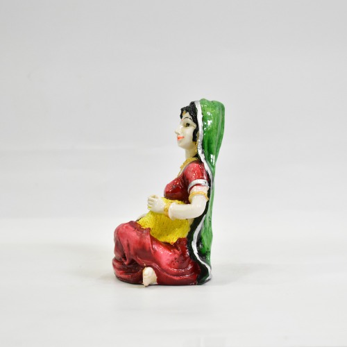 Red and Yellow Rajasthani Lady Decorative Showpiece