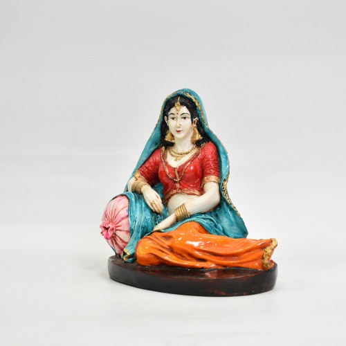 Rajasthani Lady With Pillow Decorative Showpiece