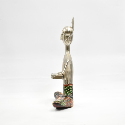 Metal & Wooden Antique Sitting Musician Doll Showpiece