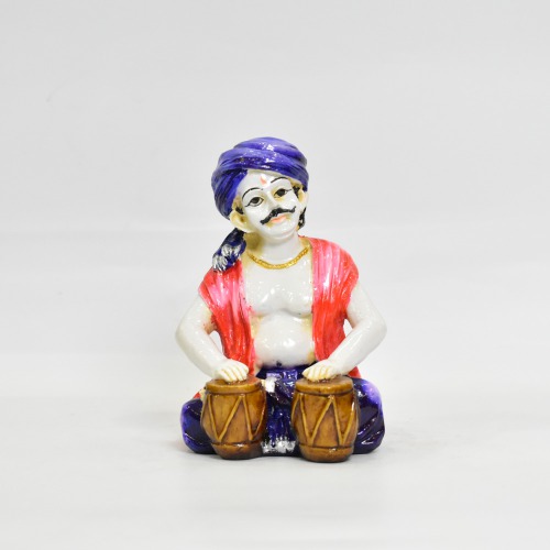 Rajasthani Men Sitting Rajasthani Style With Playing Tabla Polyresin Statue | Rajasthani Traditional Style Doll Statue