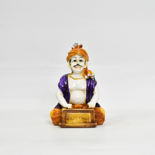 Rajasthani Man Playing Harmonium Handcrafted Decorative Polyresin Showpiece Decorative Showpiece