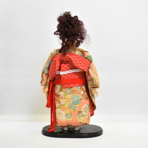 Oriental Japanese Kimono Kabuki Doll Geisha Action Figure Figurine Statue | Orange And Brown Clothes