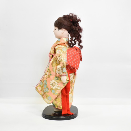 Oriental Japanese Kimono Kabuki Doll Geisha Action Figure Figurine Statue | Orange And Brown Clothes