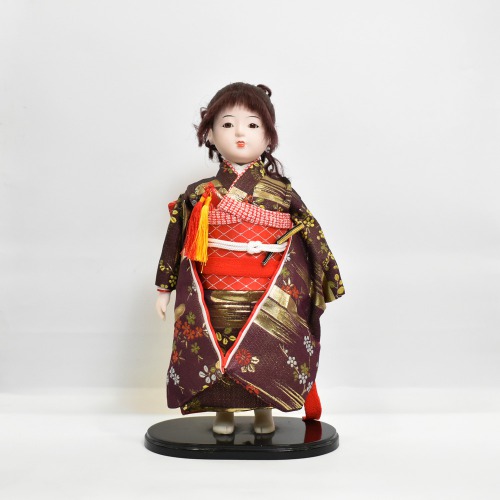 Oriental Japanese Kimono Kabuki Doll Geisha Action Figure Figurine Statue | Orange And Brown Clothes