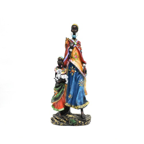 Resin Indian Traditional Standing Lady with Kid Showpiece | Sculpture | Sculpture Resin Desktop Decor Walk