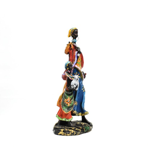 Resin Indian Traditional Standing Lady with Kid Showpiece | Sculpture | Sculpture Resin Desktop Decor Walk