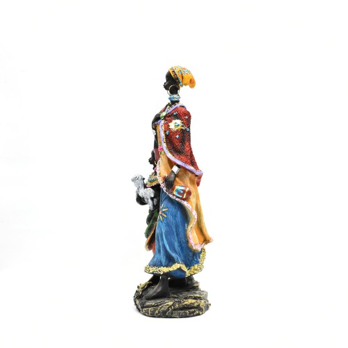 Resin Indian Traditional Standing Lady with Kid Showpiece | Sculpture | Sculpture Resin Desktop Decor Walk