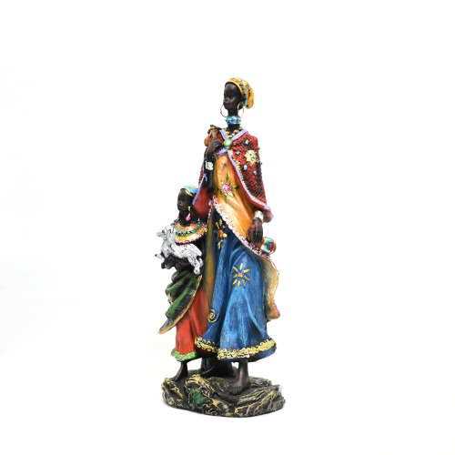 Resin Indian Traditional Standing Lady with Kid Showpiece | Sculpture | Sculpture Resin Desktop Decor Walk