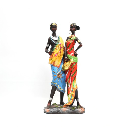 Resin Indian Traditional Standing Couple Lady Showpiece |Sculpture | Sculpture Resin Desktop Decor