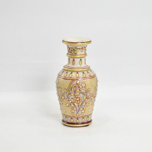 Marble Painted Flower Vase l Pot Decorative Showpiece Multicoloured | Showpiece Vases for Home Decoration