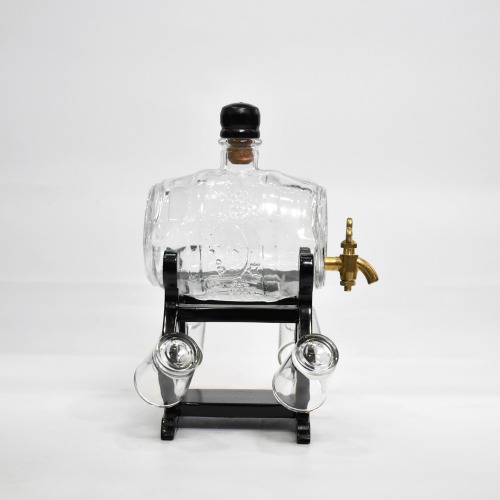 Glass Barrel Decanter & 6 Shot Glasses