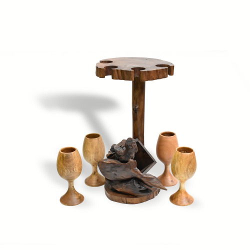 Classy Wooden Wine Glass With Wooden Stand | Glass Storage Hanging Racks for Home