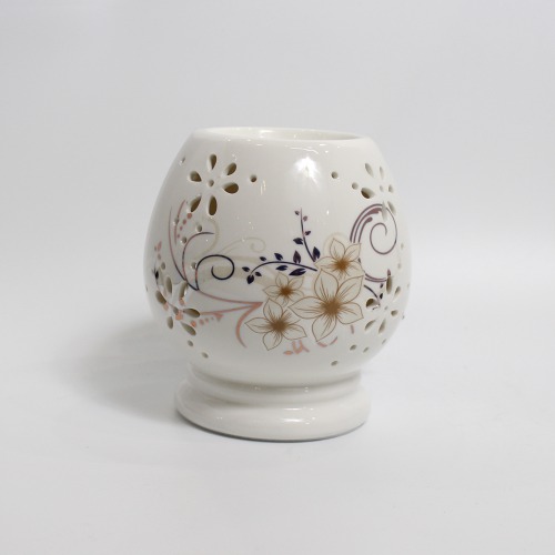 Flower Design Ceramic Electric Diffuser Lamp Round Shape Oil Burner for Home