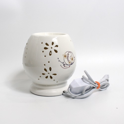 Flower Design Ceramic Electric Diffuser Lamp Round Shape Oil Burner for Home