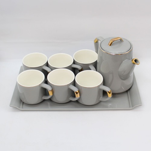 Tea Set With 6 Cups And Kettle | Tea Kettle Pot | Gray Colour | Tea Set