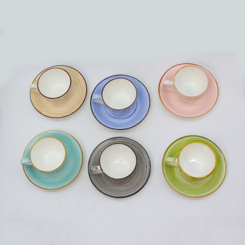 Beautifully Designed Multicolour Design Tea Cup And Saucer 6 Piece Set For Tea | Green Tea Or Coffee