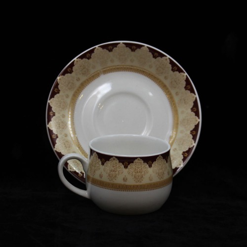 Red Ceramic Printed Design Tea Cup And Saucer 6 Piece Set For Tea | Green Tea Or Coffee