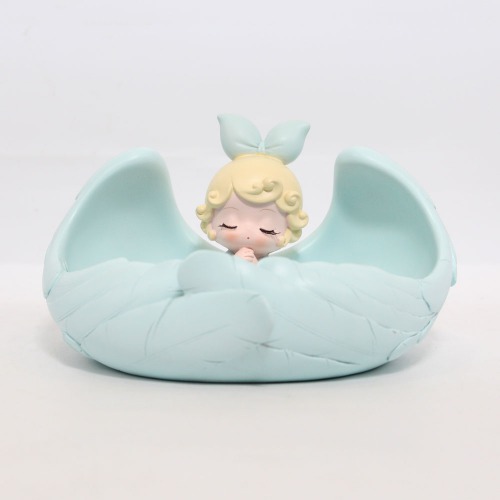 Cute Baby Girl Sitting Statue With Storage Tray Statue | Modern Girl Resin Figurine Home Decoration Showpiece