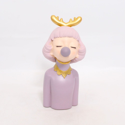 Modern Luxury Bowknot Girl Resin Figurine Holding Balloon Home Decoration Decorative Showpiece