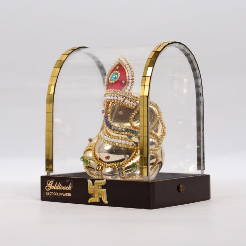 Moti And Diamond Studded Cabinet Ganesha Murti | Statue For Living Room | showpiece| Car Dashboard