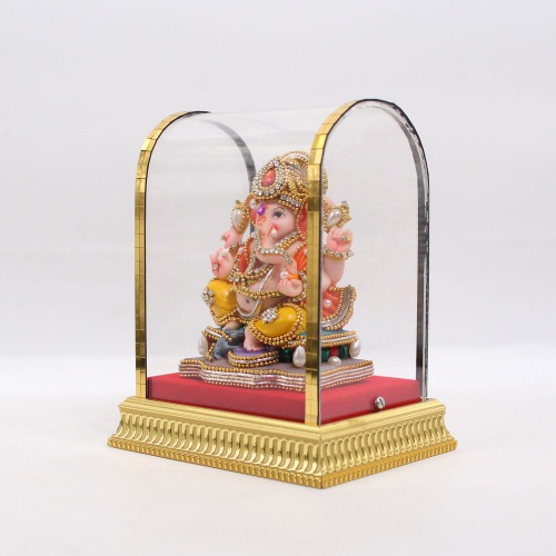 Moti And Diamond Studded Mukut Ganesha Murti | Ganesha Murti | Ganesha | Statue For Living Room