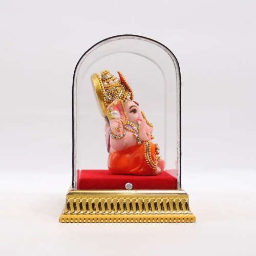 Diamond Studded Mukut Cabinate Ganesha Murti |Ganesha | Statue For Living Room | Ganesha showpiece