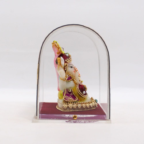 White And Brown Ganesha Diamond Studded Murti | Ganesha Murti | Ganesha | Statue For Living Room