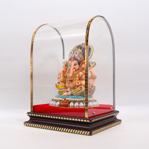 White Moti And Diamond Studded Ganesha Murti | Ganesha showpiece | Showpieces In Home | Car Dashboard