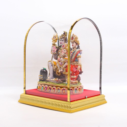 Shiva Parvati Ganesh Idol Shiv Parivar Murti Statue Sculpture - Hindu Lord Shiva Idols Family Sitting Showpiece