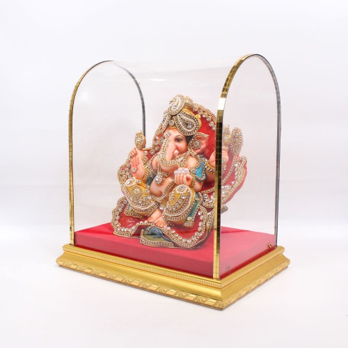 Ganapti Sitting In Hibiscus Idol | Stone Work | Statue For Living Room | showpiece | Showpieces In Home