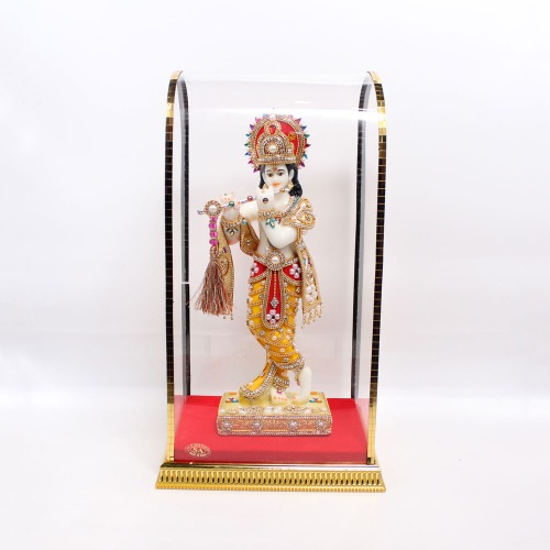 Lord Kanha Idol Standing Krishna with Flute for Home Decor Statue (Multicoloured) | Indian God Statues