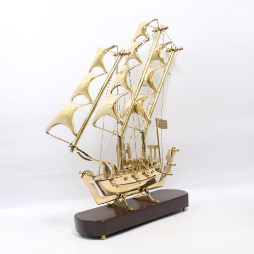 Brass Ship with Wooden Base| Showpiece For Home & Office Decor Big Size | Ship Model Boat Showpiece