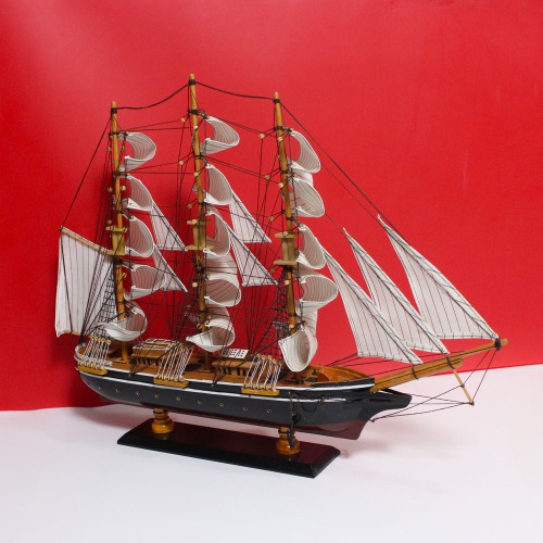 Black And Brown Home Decorative Wooden Sailing Ship Nautical Showpiece | Best Showpiece For Office and Home Decor