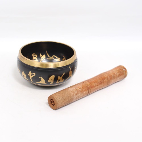 Singing Bowl | Tibetan Buddhist Prayer Instrument with Wooden Stick | Meditation Bowl | Music Therapy (Brown)