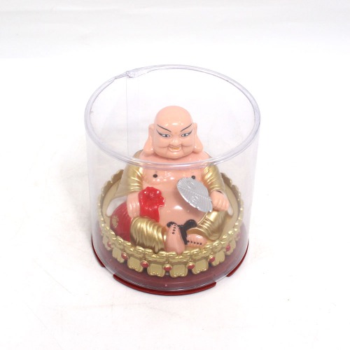 Plastic Solar Happy Man Holding Money Bag And Waving Fan For Health | Wealth And Prosperity