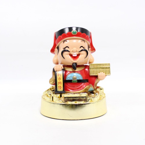 Solar Laughing Buddha with Nodding Head Swinging Wrist Golden Feng Shui Vastu | Home Decor | Decor