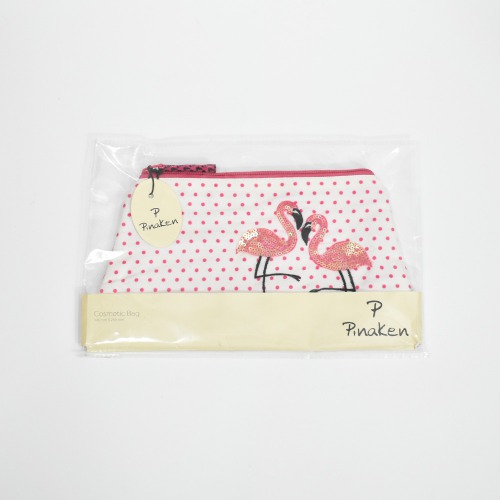 Pinaken Flamingo Blush Cosmetic Bag For Women and Girls