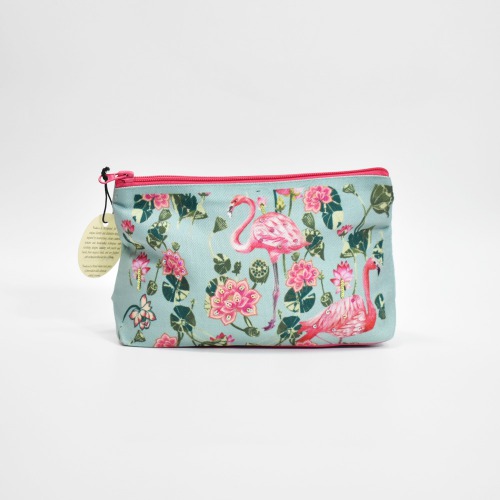 Pinaken Tropical Flamingo Cosmetic Bag For Women and Girls